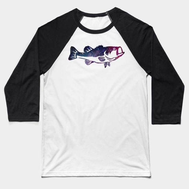 Largemouth Bass in Space and Stars Baseball T-Shirt by  The best hard hat stickers 